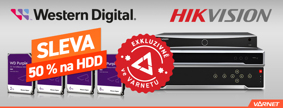 Sleva 50 % na HDD k nákupu rekordéru Hikvision