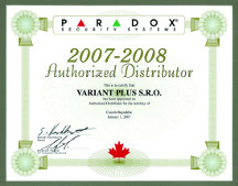 Certifikát Paradox pro roky 2007 a 2008