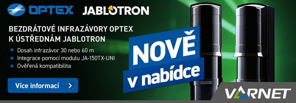 Infrazávory Optex k ústřednám Jablotron