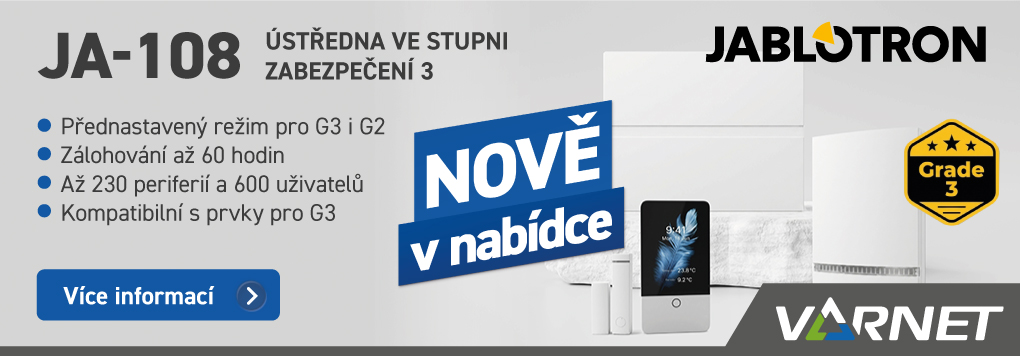 JABLOTRON JA-108K: nová ústředna pro Grade 3