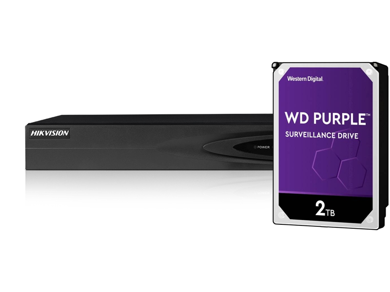DS-7608NI-K1(B) gắn kèm HDD 2TB, tối ưu hóa lưu trữ video H.265+